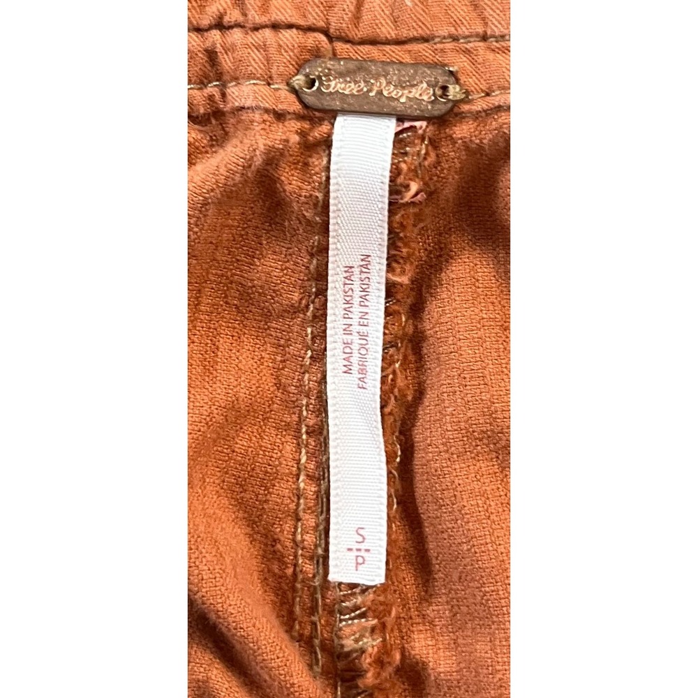 Free People Orange Corduroy Cargo Pants Wide Leg Utility Drawstring Women S - Picture 9 of 14